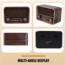 Portable FM AM SW Radio Vintage Radio Wireless Speaker with LED Flashlight Support TF Card U Disk AUX