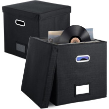 Förvaringslåda för Vinylskivor i 2-Pack, Skivhållare för 50+ Skivor, Förvaringslåda för LP-Skivor med Lock