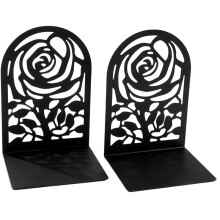 Suportes para Livros Rose Metal - Elegantes Suportes de Ferro para Livros, para Escritório e Casa, com Design Artístico Vazado. B