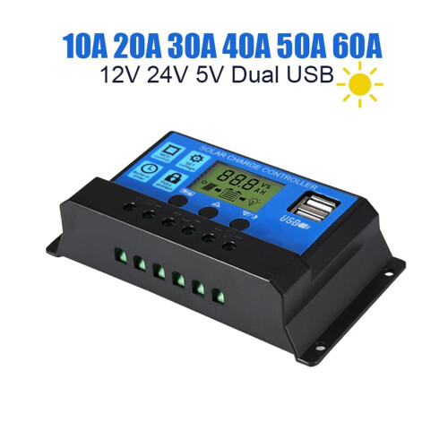 PWM Solar Charge Controller 12V/24V Auto LCD Regulator 1