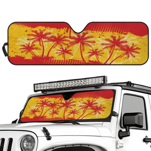 Palm Tree Spanish Flag Windshield Sun Shade for Jeep 1