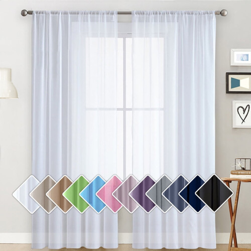 Lightweight Brown Curtains 100x250cm Polyester Rod Pocket 1 1