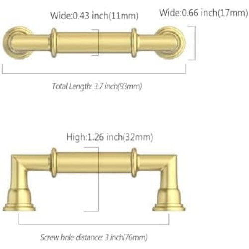 Brushed Gold Cabinet Handles 3 Inch 10 Pack 1
