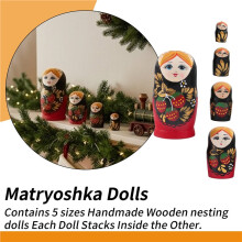5PCS Matryoshka Dolls Nesting Dolls Handmade Cute Wood Russian Nesting Doll DIY Northeast Flowers Cute Nesting Dolls