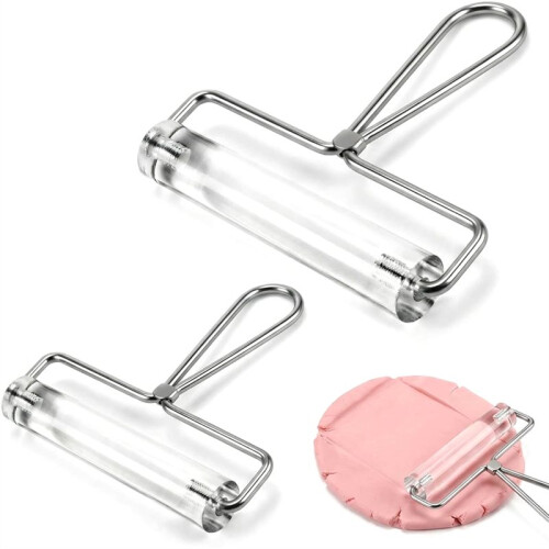 Conjunto de 2 Rolos para Argila Acrílica de 4 e 6 Polegadas com Cabo de Aço para Impressão Artesanal DIY