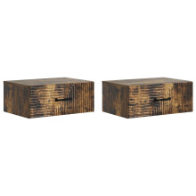 vidaXL Wall-Mounted Bedside Cabinet 2 pcs Smoked Oak 49 x 34.5 x 20 cm