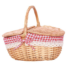 Wicker Basket with Handle for Camping Picnic Storage