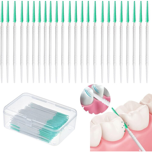 Triani Dental Picks Double-Head Plastic 150Pcs Green