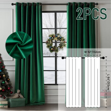 Dark Green Velvet Blackout Curtains 2 Panels Grommet Top