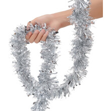 Christmas Tinsel Ribbon Silver 70.8 Inch 6 Pack