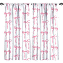 Pink bow curtains watercolor aesthetic 84" W x 84" L