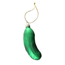Christmas Pickle Ornament Green Glass Gold Topper 1 PC