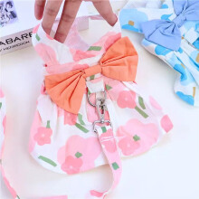 Bow Dress with Traction Rope for Cats and Small Dogs Spring