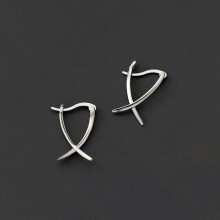 925 Sterling Silver Cross Hoop Huggie Earrings Wire Nail