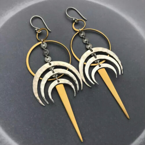 Boho Oval Drop Earrings 925 Silver Gold Plated A Pair