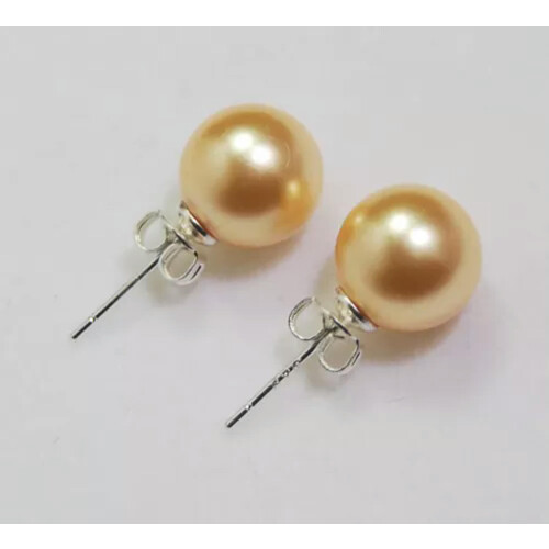 South Sea Shell Pearl Earrings Silver Stud 6 Colors 10mm