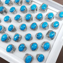 Turquoise Blue Rings Fashion Jewelry Bulk Lot 30 Pcs
