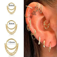 Gold Chain Dangle Huggie Earrings 1.2mm6mm
