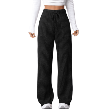 Women's High-Waisted Thermal Joggers Black Winter Pants