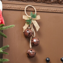 Metal Christmas Bell Ornament Brown 8.7 Inch