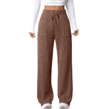 Women's Fleece Joggers with Pockets Brown XL
