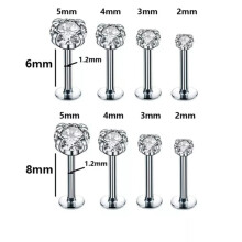 Stainless Steel Tragus Stud Silver 1.2x8x3mm