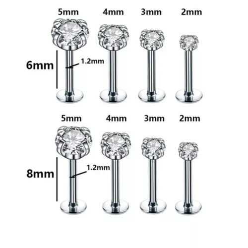 Stainless Steel Tragus Stud Silver 1.2x8x3mm