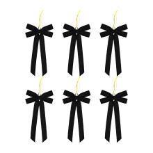 Black Velvet Christmas Bows Set 6 pcs 5.1x10.2 inches