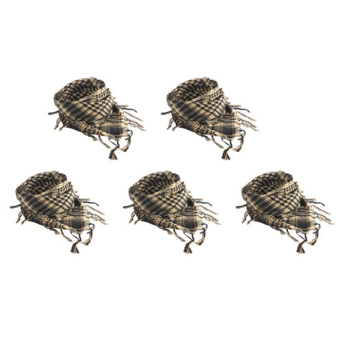 5X Unisex Scarf Polyester  Plaid Tassel Arab Desert Shemagh,Beige