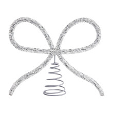 Silver Rhinestone Bow Tree Topper 12cm