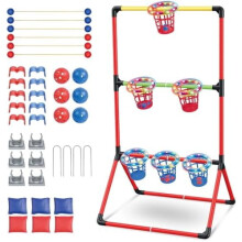 Outdoor yard game set light-up basket pong ladder ball bean