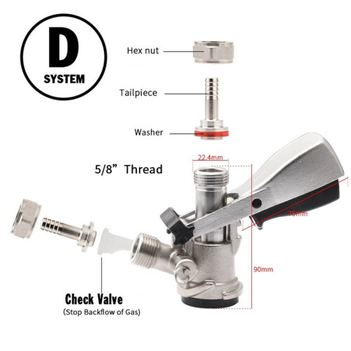 A/D/S Type Keg Coupler All-SS with 8mm Duotight Push-Fit for Homebrewing A 2