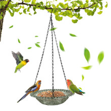 Outdoor Hanging Bird Feeder with Bath Tray for Backyard