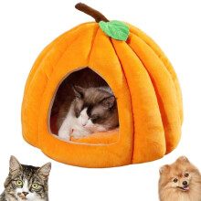 Pumpkin Cat Bed Semi-Closed Cave Green 17.7x17.7x14 Inch