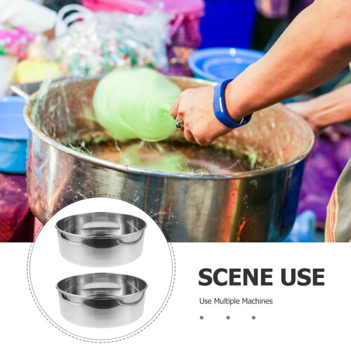 Cotton Candy Maker Basin Stainless Steel Silver 2Pcs 2