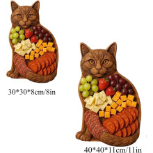 Acacia Wood Cat-Shaped Charcuterie Board 12x8 in