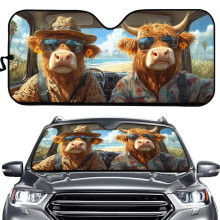 Hawaiian Highland Cow Sun Shade for Sedans SUVs Trucks