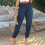 Boho Smocked High-Waisted Cargo Pants Navy Blue XXL 4