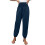 Boho Smocked High-Waisted Cargo Pants Navy Blue XXL 6