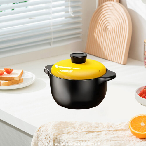 Ceramic Stockpot Clay Cooking Pot 2.6 Quart 2