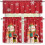 Christmas Snowman Red Kitchen Curtains Set 36 inch 3 pcs 3