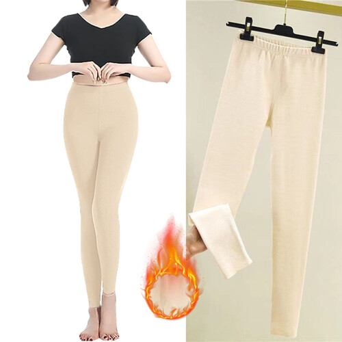 Women's Fleece-Lined Thermal Tights Beige 1