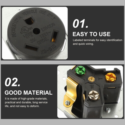 BESTONZON RV outlet flush mount 30 Amp 2