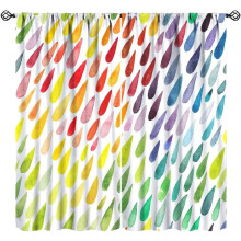 Rainbow Raindrops Curtains Watercolor Abstract Pattern