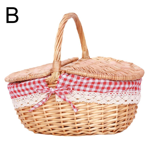 Wicker Basket with Handle for Camping Picnic Storage 1