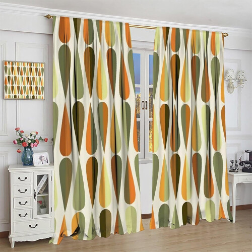 Mid-Century Modern Curtains Atomic Starburst Pattern 2