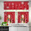 Christmas Snowman Red Kitchen Curtains Set 36 inch 3 pcs 6