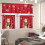 Christmas Snowman Red Kitchen Curtains with Valance and 3