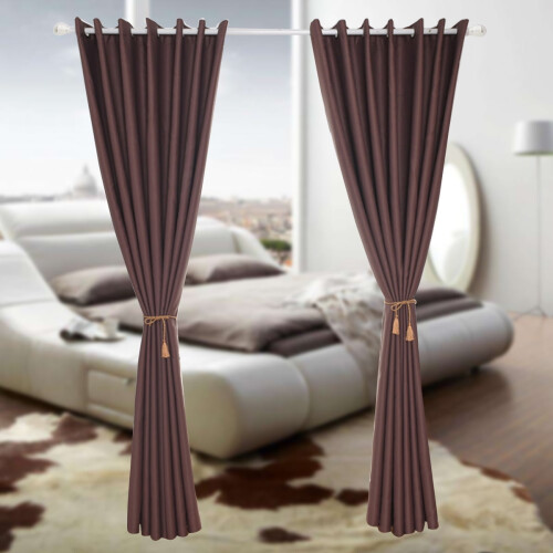 Privacy Curtains Polyester Brown 1 Set 2