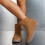 Women's Ankle Boots Round Toe Flocking Brown Size 6 6